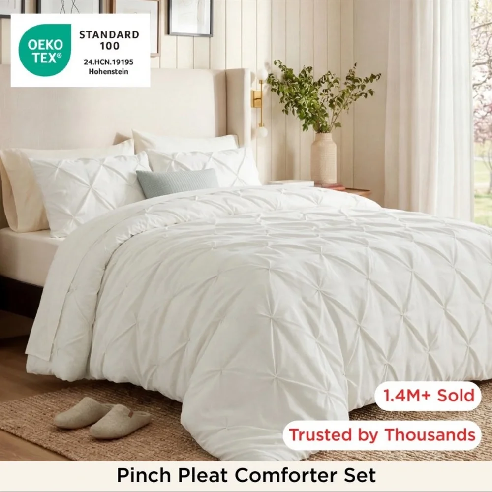 Classic Pinch-Pleat White Comforter Set